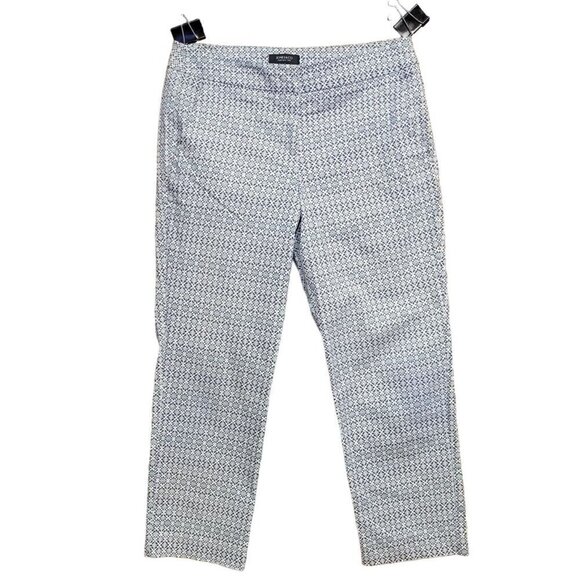 Jones & Co White with Navy Blue & Green Pattern Women's Casual Pants, Size 4 - Picture 1 of 6